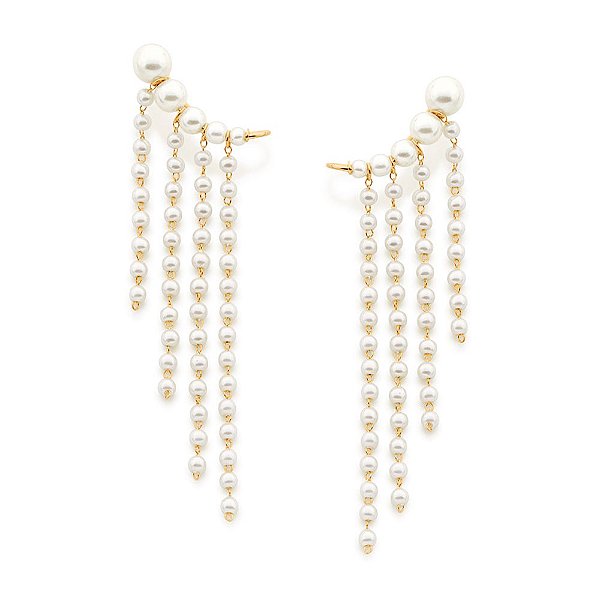Brinco Rommanel Ear Cuff Formado Por 2 Pérolas De 7Mm,2 Pérolas De 6Mm,2 Pérolas De 5Mm,2 Pérolas De 4Mm,2 Pérolas De 3M