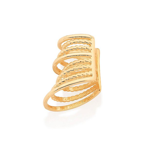 Brinco Rommanel Piercing De Pressão Formado Por 3 Aros Lisos Intercalados Por Aros TrabalhadosMed 2,5 Cm X 1,5 Cm(Joia L