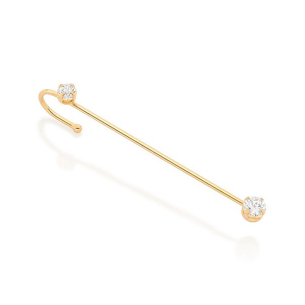 Brinco Rommanel Ear Climber Composto Por 1 Zircônia De 4,0 Mm E 1 Zircônia De 5,0 MmMed 6,1 Cm X 0,6 Cm(Joia Licenciada
