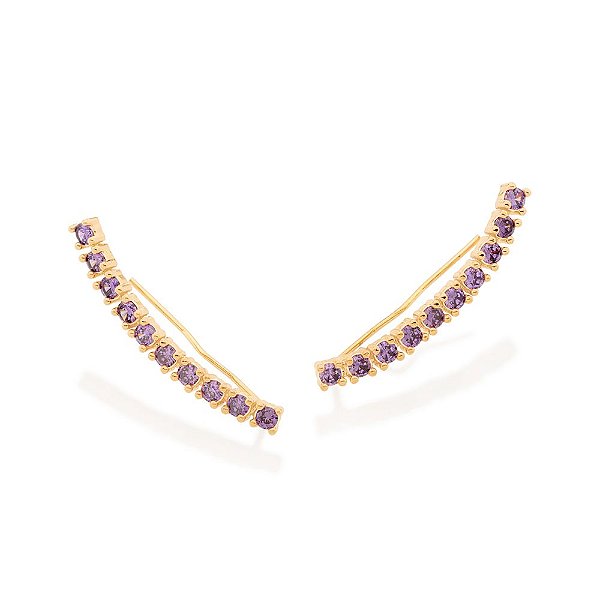 Brinco Rommanel Ear Cuff Cravejado Por 20 Zircônias De 2,75 MmMed 3,5 Cm X 0,30 Cm (Joia Licenciada Coleção Ss)