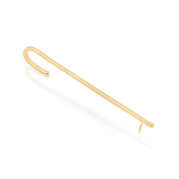 Brinco Rommanel Ear Climber Com Aro Trabahado Por Pequenos Riscos E Esfera De 4,0 Mm Nas PontasMed 5,9 Cm X 0,2 Cm(Joia