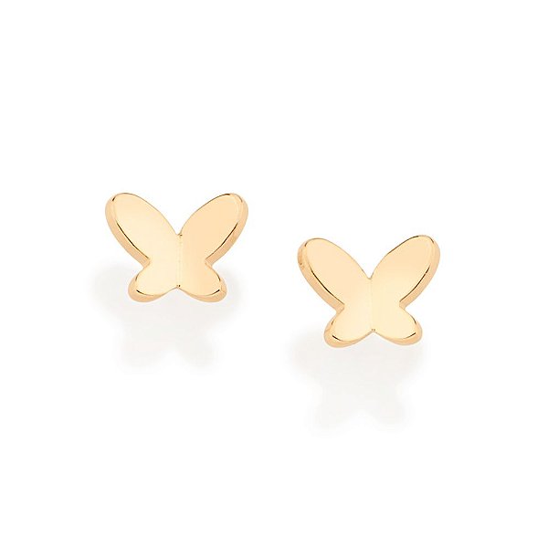 Brinco Rommanel Pequeno Formato Borboleta Com Asas CurvadasMed 0,4 Cm X 0,5 Cm