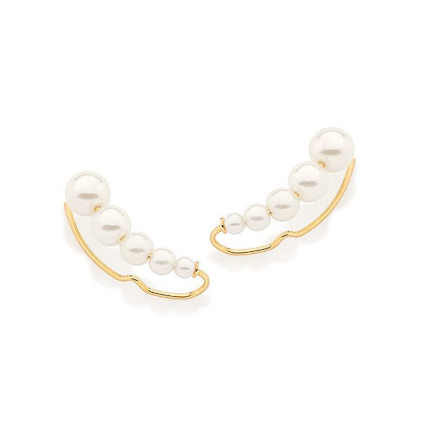 Brinco Rommanel Ear Cuff Composto Por 2 Pérolas Sintéticas De 3Mm, 2 Pérolas De 4Mm, 2 Pérolas De 5Mm, 2 Pérolas De 6Mm