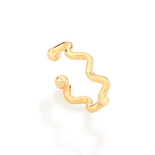 Brinco Rommanel Piercing De Pressão Formato De Ondas Med 1,1 Cm De Diâmetro