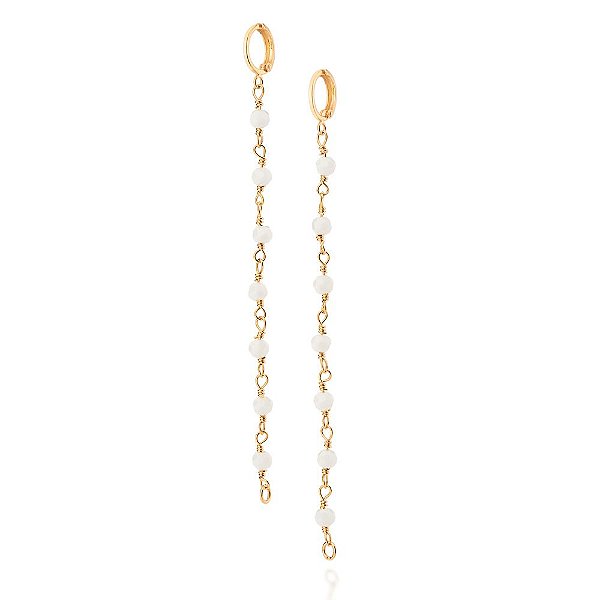 Brinco Rommanel Argola Com Fio Pendurado Composto Por 14 Cristais Facetados De 4,0 Mm (Par)Med 10,2 Cm X 0,40 Cm (Joia L