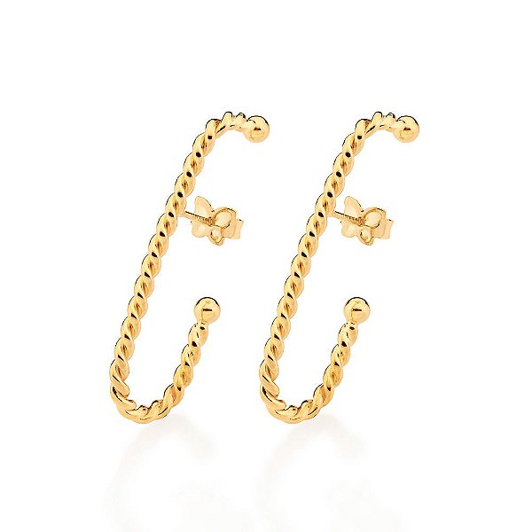 Brinco Rommanel Ear Hook Formado Por Aro Torcido Med 3,6 Cm X 1,4 Cm