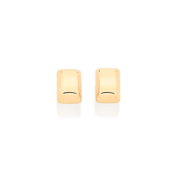 Brinco Rommanel Pequeno Formato Retangular Com A Base Lisa,Med, 0,5 Cm X 0,3 Cm(Joia Licenciada Coleção Giovanna Antonel