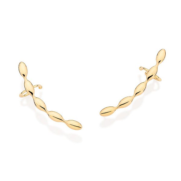 Brinco Ear Cuff Com Piercing De Pressão Formado Por Peças Ovais,Med 4,8 Cm