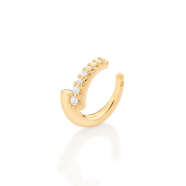 Brinco Piercing De Pressão Cravejado Por 3 Zircônias De 1,0 Mm, 2 Zircônias De 1,25 Mm, 1 Zircônia De 1,50 Mm E 1 Zircôn