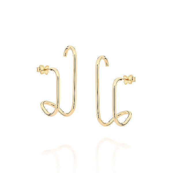 Brinco Ear Hook Duplo,Med 3,5 Cm X 1,3 Cm (Joia Licen, Coleção Ana Hickmann)