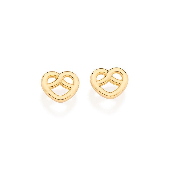 Brinco Formato Coração Com Símbolo Do Infinito,Med 0,7 Cm X 0,8 Cm