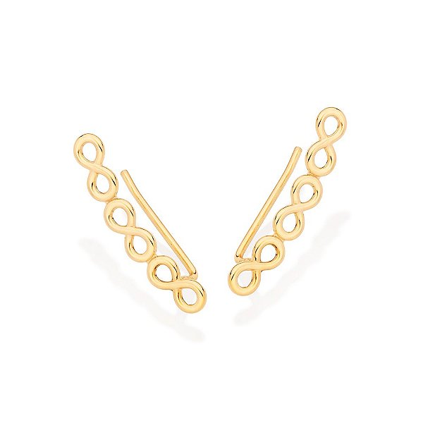 Brinco Ear Cuff Composto Por 6 Símbolos Infinitos Vazados (Par),Med, 2,4 Cm X 0,3 Cm,
