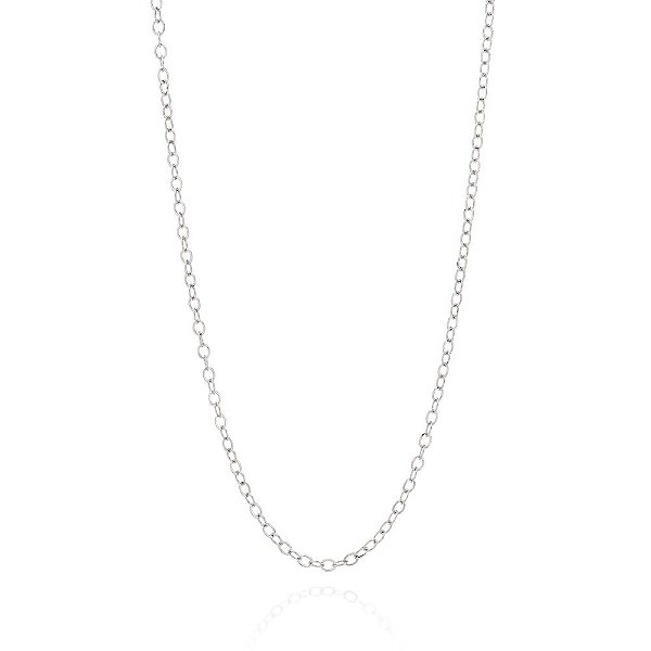 Gargantilha Rommanel Formada Por Corrente De Elo Cadeado Oval Fio 0,50 Mm Batido,Med 50 Cm