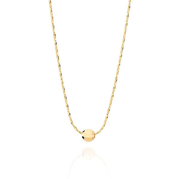 Gargantilha Rommanel Formada Por Fio E Bola Diamantada De 5Mm. Med. 42 Cm