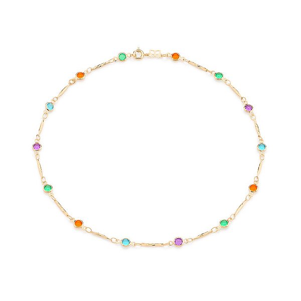 Gargantilha Rommanel "Choker" Formada Por Fio Palitos, Composta Por Cristais Redondos De 4,0 Mm. Med 37 Cm Ajustável 33