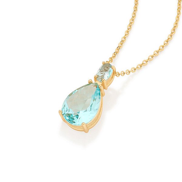 Gargantilha Rommanel Formada Por Fio Elos Intercalados, Com Pingente Composto Por 1 Cristal Oval De 4X6 Mm E 1 Cristal G