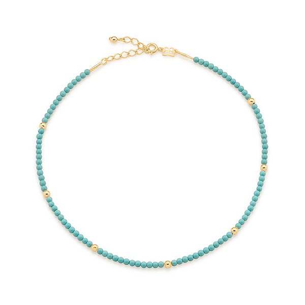Choker Formada Por 98 Missangas De 3,0 Mm Intercaladas Por 7 Esferas De 3,5 Mm  (A Quantidade De Missangas Pode Variar)