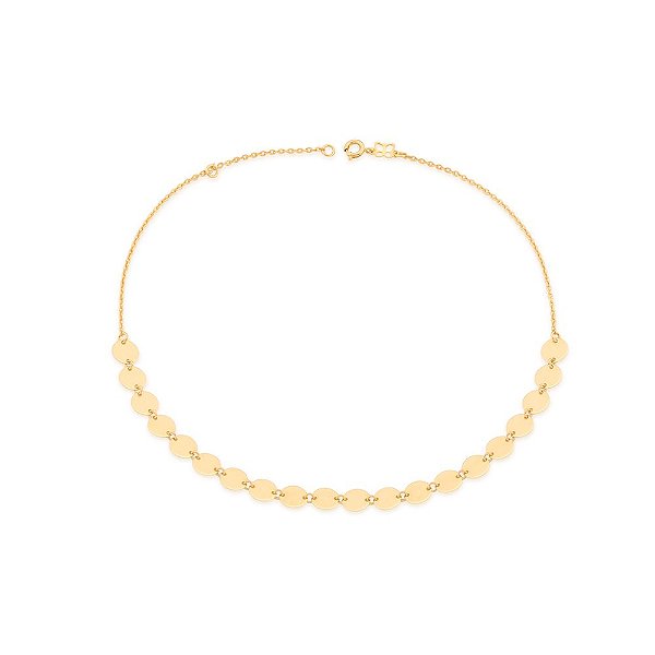 Gargantilha Rommanel Choker Formada Por Fio Elos Cadeados, Composta Por 20 Medalhas Lisas Med 37 Cm Ajustável 33 Cm(Joia