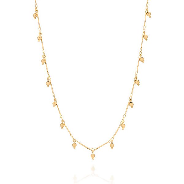 Gargantilha Rommanel Choker Formada Por Fio Palito Estilizado, Composto Por Esferas Penduradas Med 37 Cm Ajustável 33 Cm
