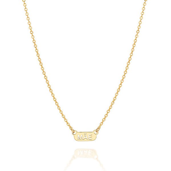 Gargantilha Rommanel Formada Por Fio Elo Oval Diamantado, Composta Por  Pingente Oval Escrito Mãe Com Letras VazadasMed