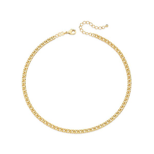 Gargantilha Rommanel Choker Formada Por Corrente 0,80 Dupla Med 40 Cm Ajustável 35 Cm