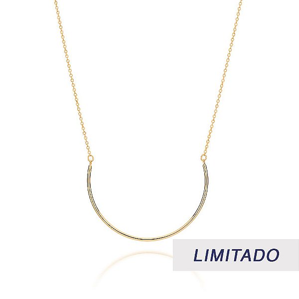 Gargantilha Rommanel Formada Por Corrente De Elo Cadeado Laminado Fio 0,35 Mm, Composta Por Aro Liso Med 50 Cm (Joia Lic