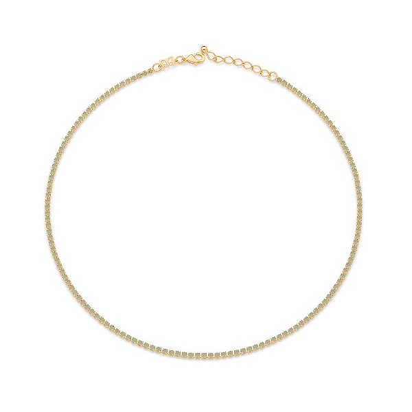Gargantilha Choker Riviera Formada Por 133 Cristais De 2,0 Mm, (A Quantidade De Cristais Pode Variar)Med 40 Cm Ajustável