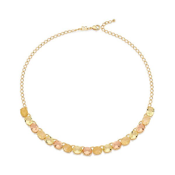 Maxi Gargantilha Rommanel Formada Por Corrente Losango, Composta Por 17 Cristais De 10 X 8 Mm,Med 45 Cm (Joia Licen, Col