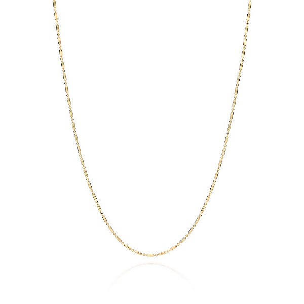 Gargantilha Rommanel Formada Por Corrente De Elo 1X1 Diamantado Espelhado,Med 42 Cm