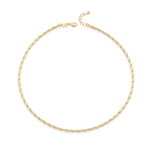 Gargantilha Rommanel Choker Formada Por Aro Torcido,Med 13 Cm De Diâmetro