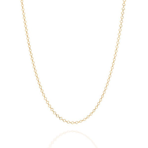 Gargantilha Formada Por Corrente De Elos Formato Corações Diamantados,Med 42 Cm
