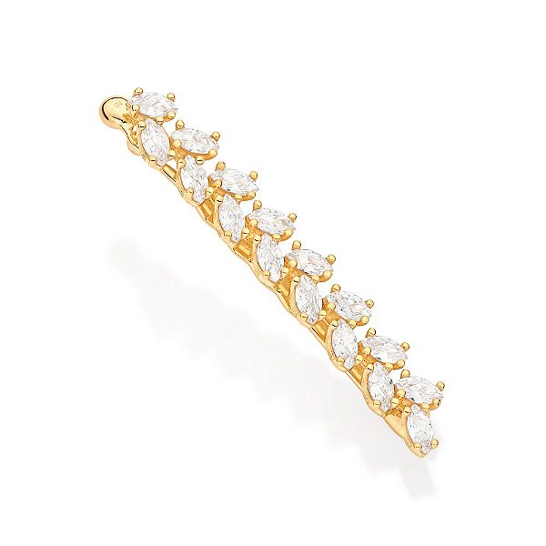 Presilha Rommanel De Cabelo Cravejada Por 16 Zircônias De 3X6 Mm Med 5,4 Cm X 0,90 Cm