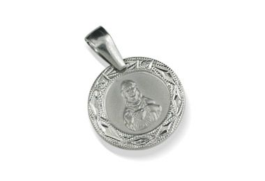 Medalha Rommanel Com Imagem De Santo No Meio E Borda Trabalhada, Med  1,6 X 1,6 Cm
