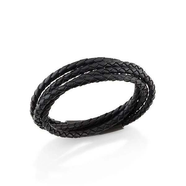 Pulseira Rommanel Formada Por Couro Sintético Duplo, Composta Por Extensor De Aço 316  Med 22 E 20 Cm