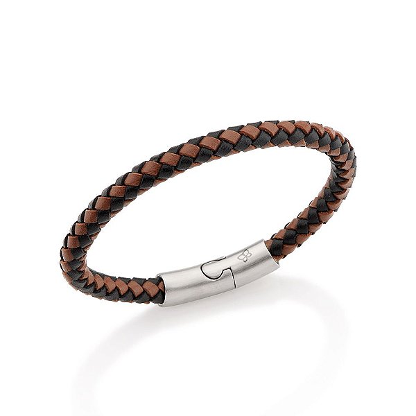 Pulseira Rommanel Formada Por Couro Sintético, Composta Por Fecho De Aço 316 Escovado  Med 20 Cm E 22 Cm