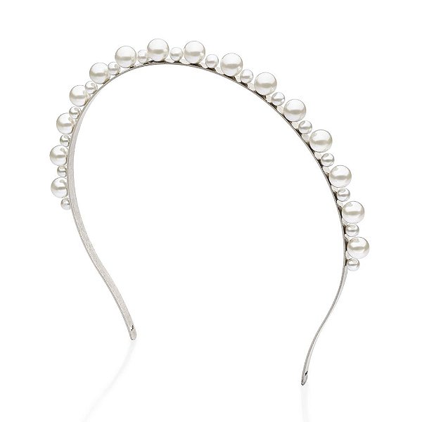 Tiara Composta Por 16 Pérolas Sintéticas De 6Mm Intercaladas Por 15  Pérolas Sintéticas De 10Mm,Med, 14,6 Cm (Externo)