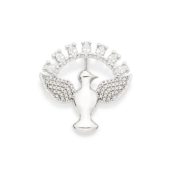 Pingente Rommanel Formato Espírito Santo Cravejado Por 60 Zircônias De 0,80 Mm E 7 Zircônias Navetes De 2X4 Mm Med 2,4 C