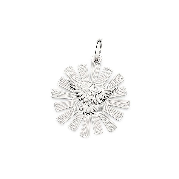 Pingente Rommanel Espiríto Santo Cravejado Por 5 Zircônias De 1,25 Mm,Med 3,2 Cm X 2,5 Cm