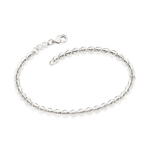 Pulseira Rommanel Formada Por Corrente De Elos Redondos De 4 Mm, Chapa 0,50 Mm Med 19 Cm (Joia Lic  Coleção Giovanna Ant