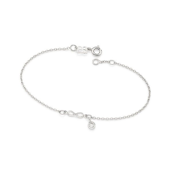 Pulseira Rommanel Formada Por Corrente De Elo Cadeado Laminado Fio 0,35 Mm, Composta Por Pingente Rommanel Formato Infin