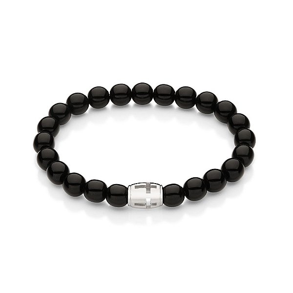 Pulseira Rommanel Shambala Formada Por 23 Pedras Sintéticas De 8,0 Mm, Composta Por Pingente Escrito Rommanel Com 3 Cruz