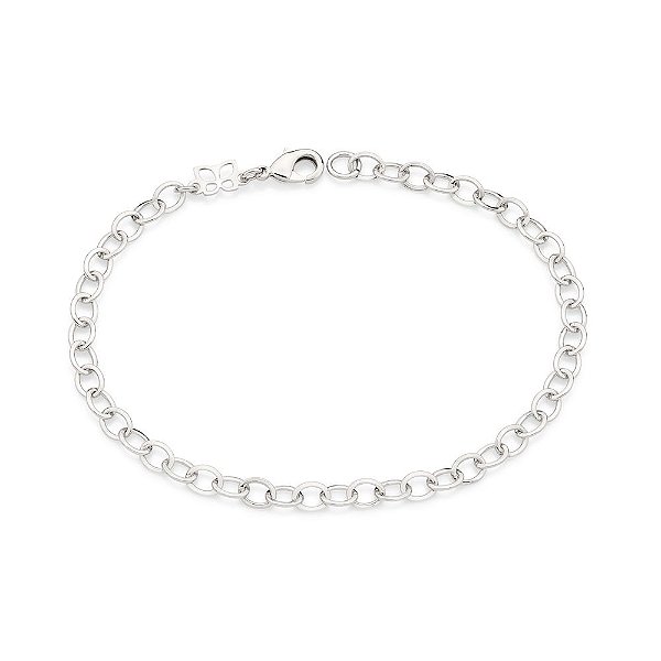 Pulseira Rommanel Formada Por Corrente De Elo Cadeado Oval Fio 0,50 Mm Batido,Med 19 Cm