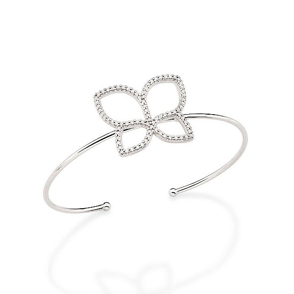 Bracelete Rommanel Composto Por Borboleta Vazada Cravejada Por 82 Zircônias De 1,0 Mm,Med 6,8 Cm (Externo)