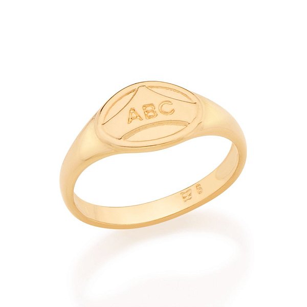 Anel Rommanel Infantil Com Parte Superior Oval, Trabalhada E Composta Pelas Letras Abc