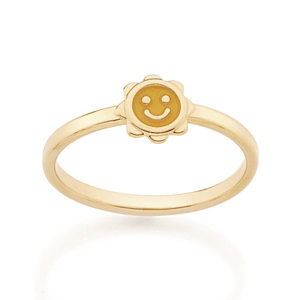 Anel Rommanel Skinny Ring Infantil Formado Por Detalhe No Formato Sol Com Aplicação De Resina