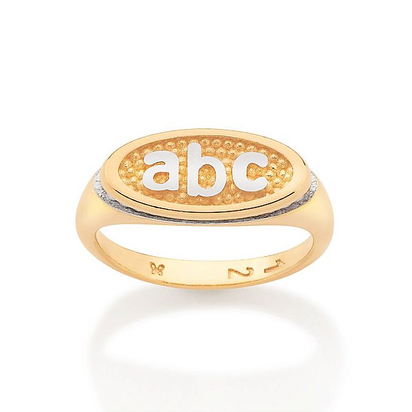 Anel Rommanel Infantil Oval Abc, Composto Por Bolinhas E Aplicação De Rhodium