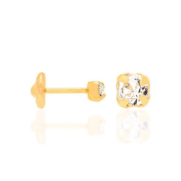 Brinco Rommanel Infantil No Formato Solitário Com Cristal Med 0,3 Mm