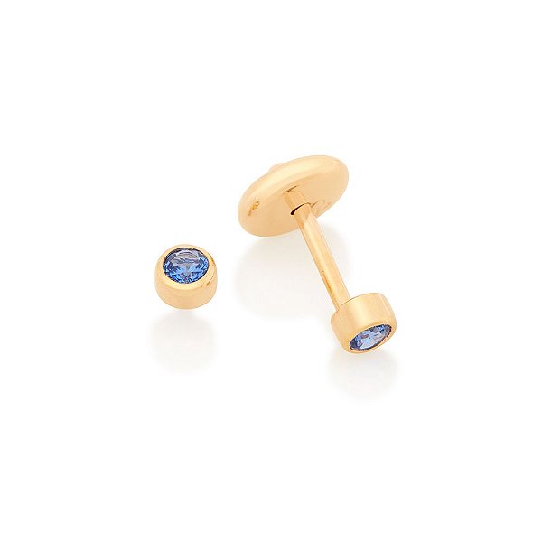 Brinco Rommanel Infantil Solitário, Formado Por 2 Zircônias De 2,0 Mm (Par) Med 0,20 Cm De Diâmetro