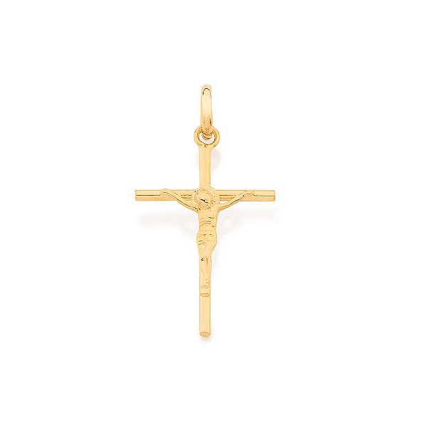 Pingente Rommanel Formato Cruz  Com Cristo, Med. 3,0 X 1,9 Cm