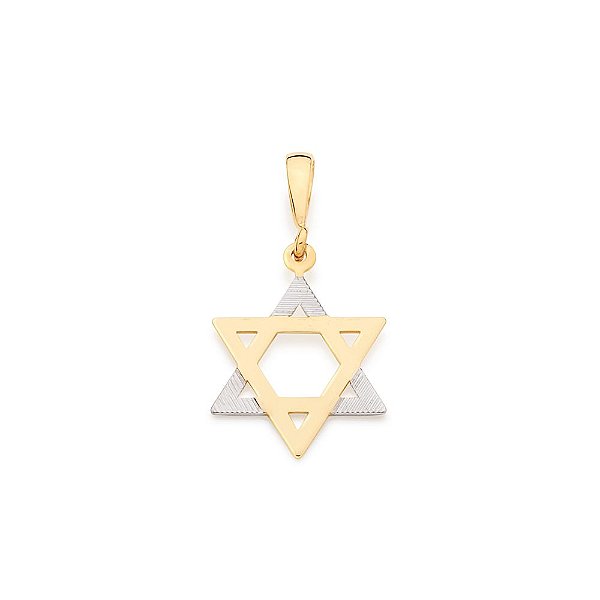 Pingente Rommanel Formato Estrela De Davi Com Aplique De Rhodium Nas Pontas. Med 2,2 X 1,6 Cm
